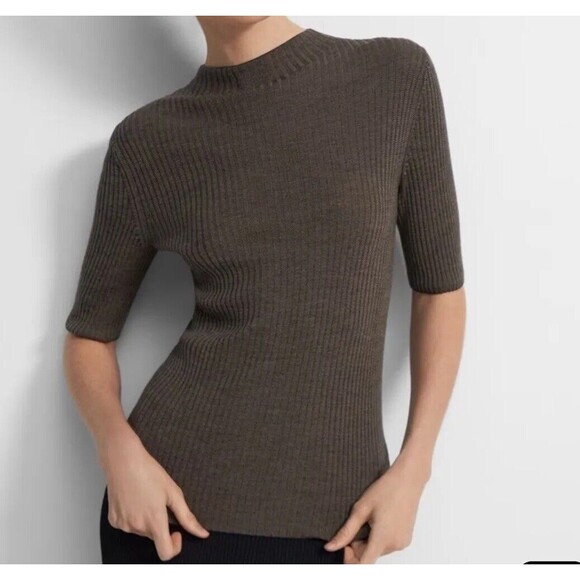 Leenda Mock Neck Sweater in Regal Wool Deep Navy/dark Beige Med - Picture 12 of 13